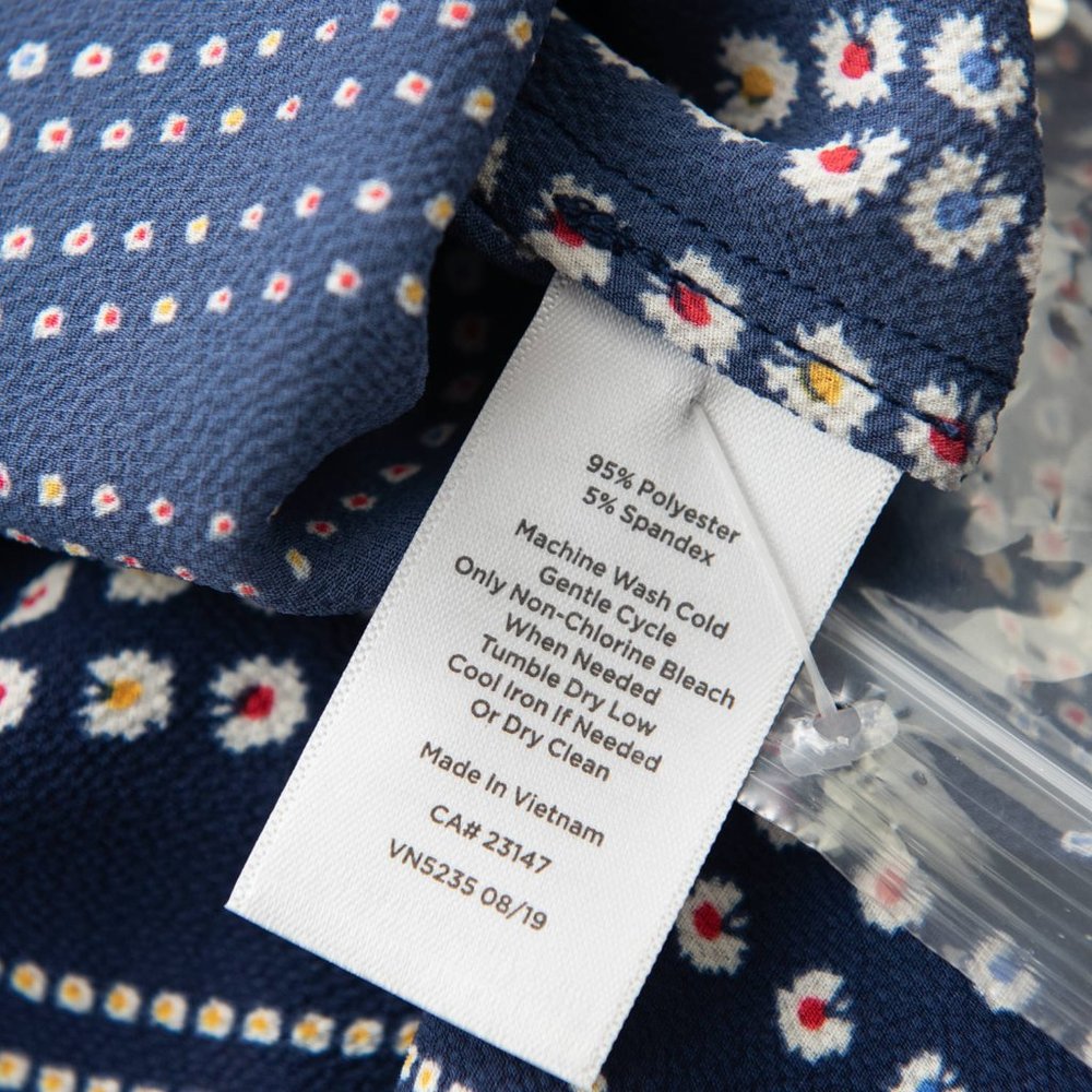 Talbots Floral Stripe Top Short Sleeve Blouse Shirt Blue Petite Small NWT - Picture 5 of 6
